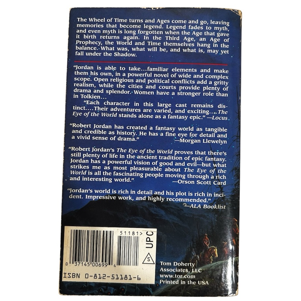 Vintage 1990 The Eye of the World Robert Jordan Wheel of Time Book 1 Paperback - Picture 3 of 8